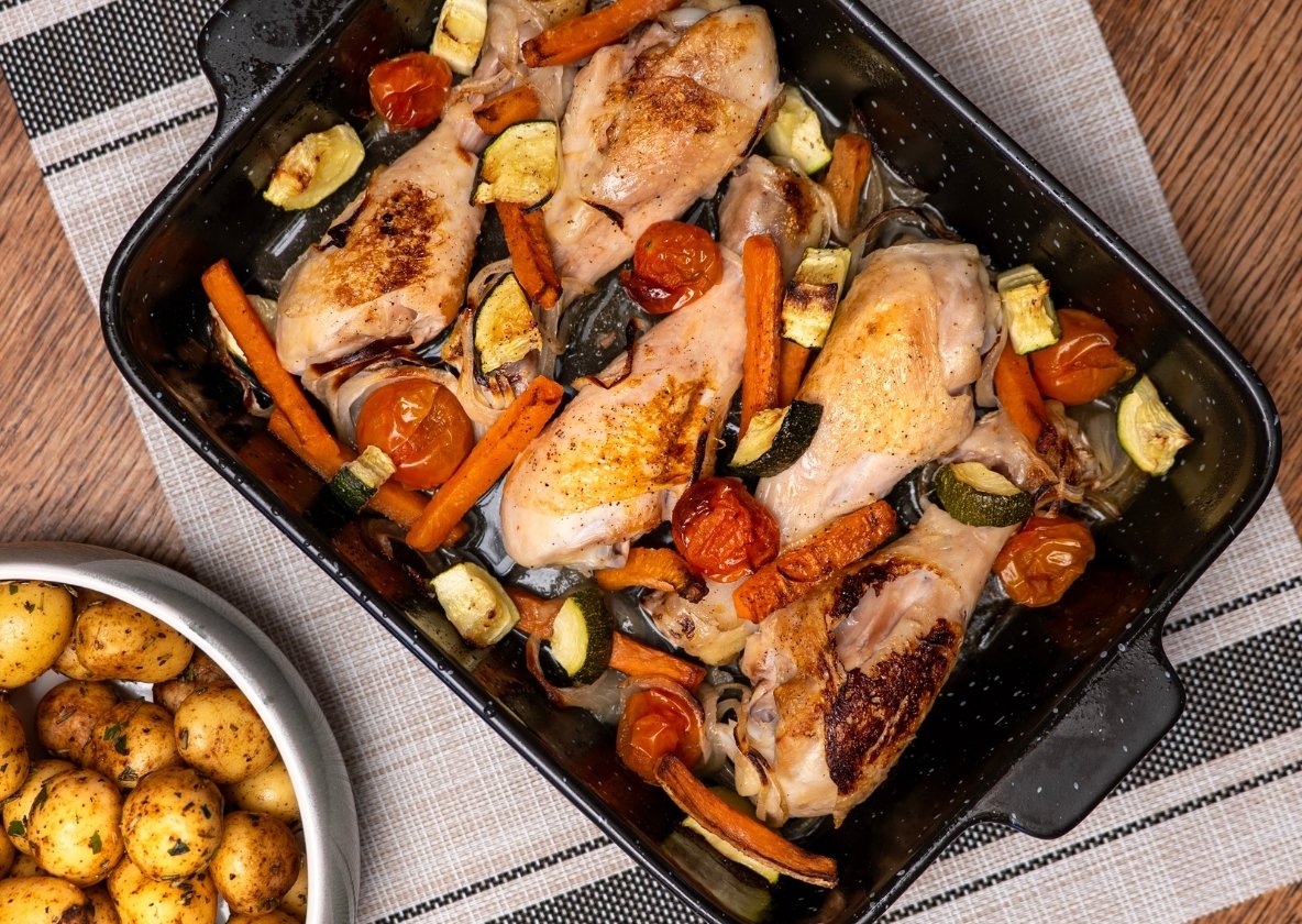 Baked Chicken Drumsticks Traybake