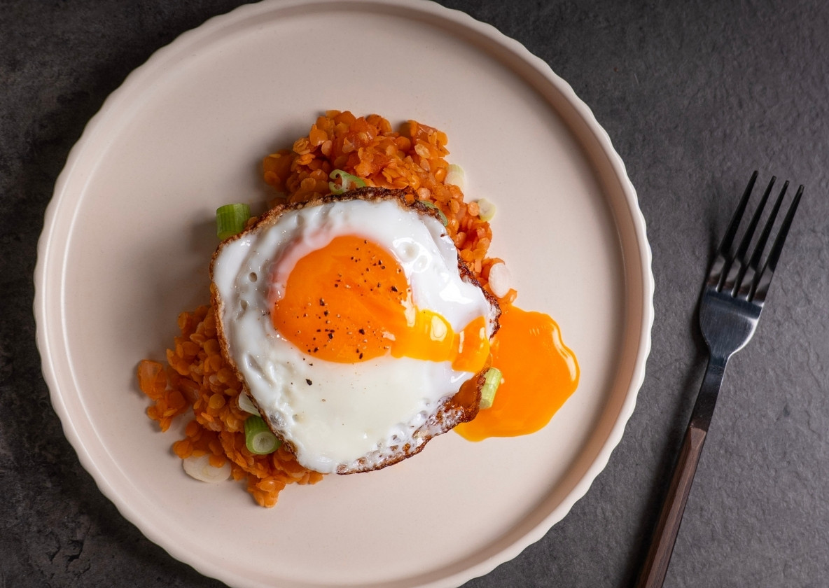 Spiced Lentils with Fried Egg
